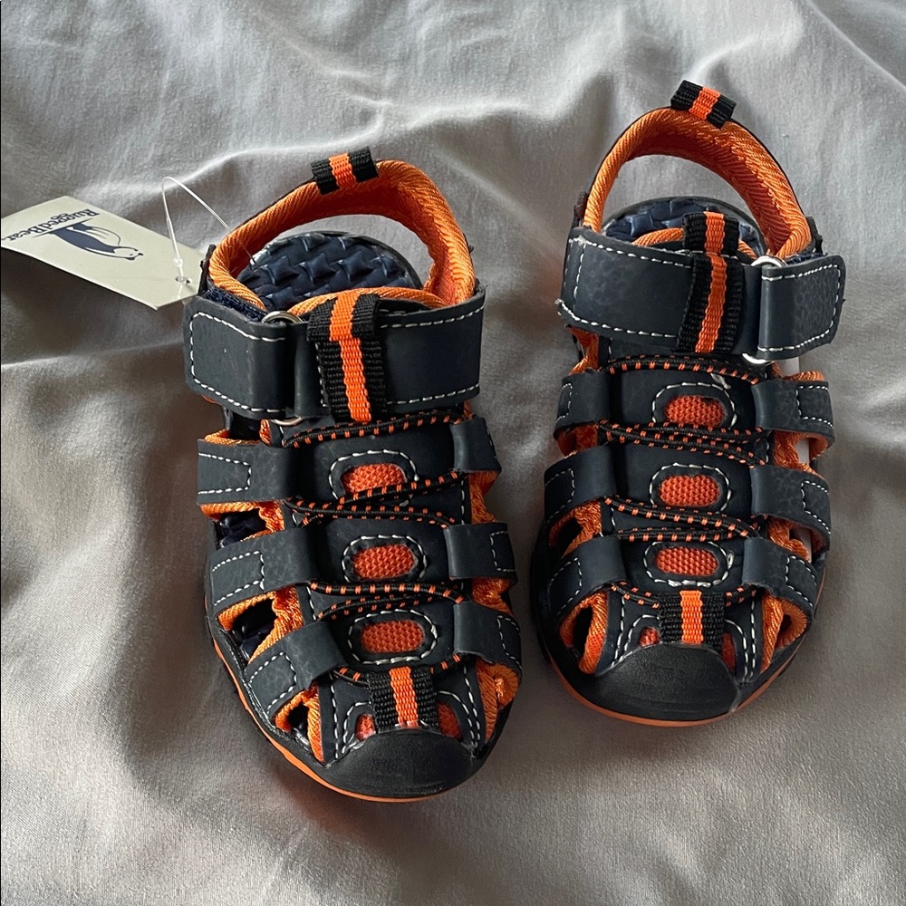 Kids Navy and Orange Sandals